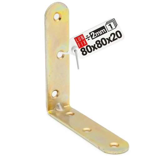 Möbelbauwinkel Gelb Verzinkt 80x80x20x2 mm