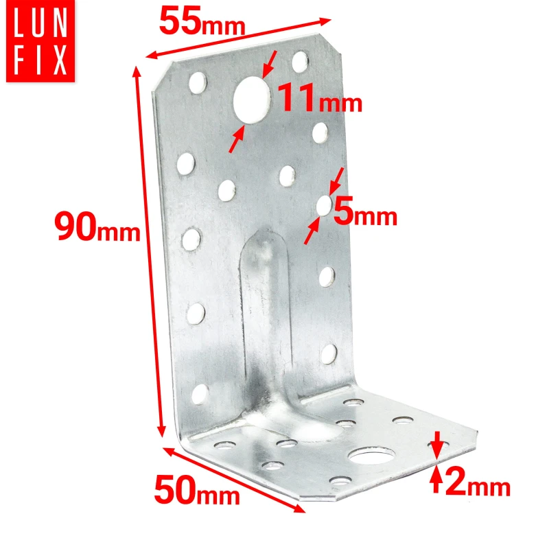 Winkelverbinder Lochplattenwinkel 50x90x55x2 10 Stück