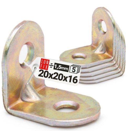 Möbelbauwinkel Gelb Verzinkt 20x20x16x1,5 mm 5 Stück