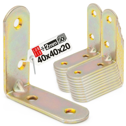 Möbelbauwinkel Gelb Verzinkt 40x40x20x2 mm 50 Stück
