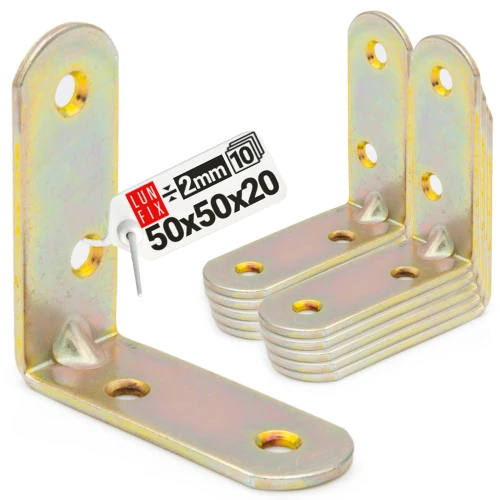 Möbelbauwinkel Gelb Verzinkt 50x50x20x2 mm 10 Stück