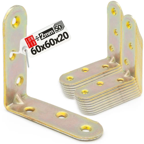 Möbelbauwinkel Gelb Verzinkt 60x60x20x2 mm 50 Stück