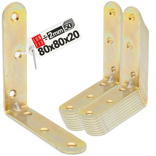 Möbelbauwinkel Gelb Verzinkt 80x80x20x2 mm 50 Stück