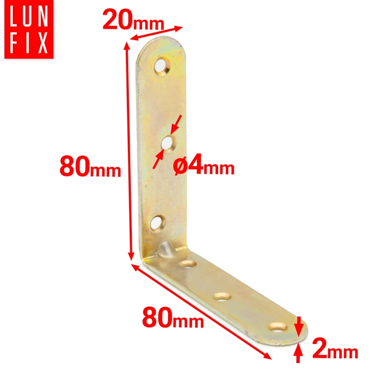 Möbelbauwinkel Gelb Verzinkt 80x80x20x2 mm 50 Stück