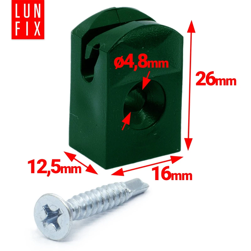 Spanndrahthalter mit Selbstscheidender Schraube 4mm Grün 100 Stück