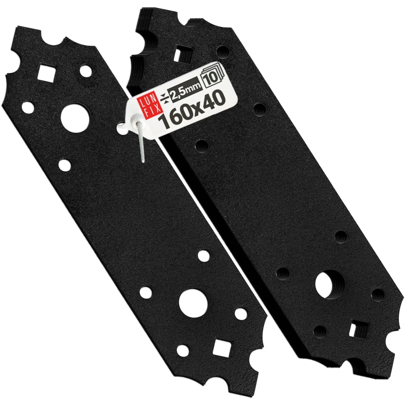 Flachverbinder 160x40x2,5mm Lochblech Schwarz 10 Stk
