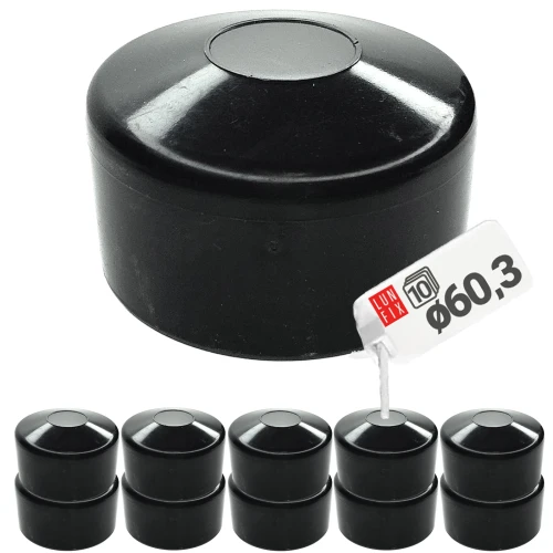 Pfostenkappen Schwarz 60,3 mm Rund 10 Stück