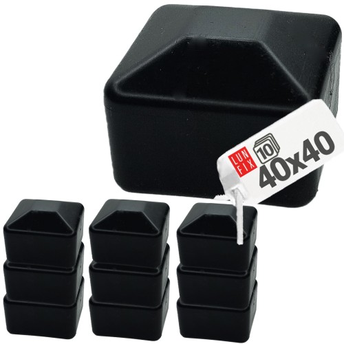 Pfostenkappen Schwarz 40x40 mm Eckig 10 stuck