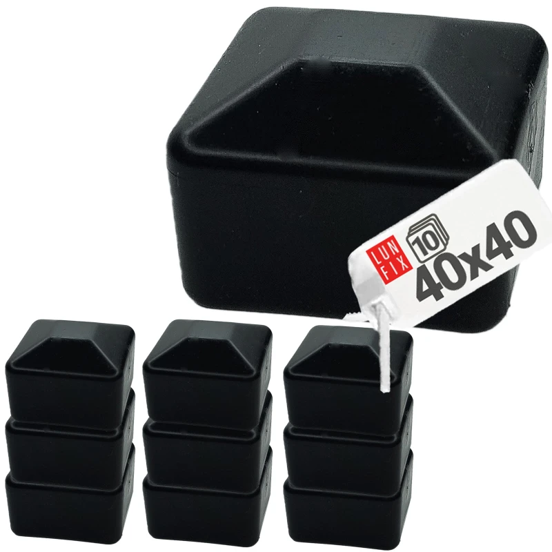 Pfostenkappen Schwarz 40x40 mm Eckig 10 stuck