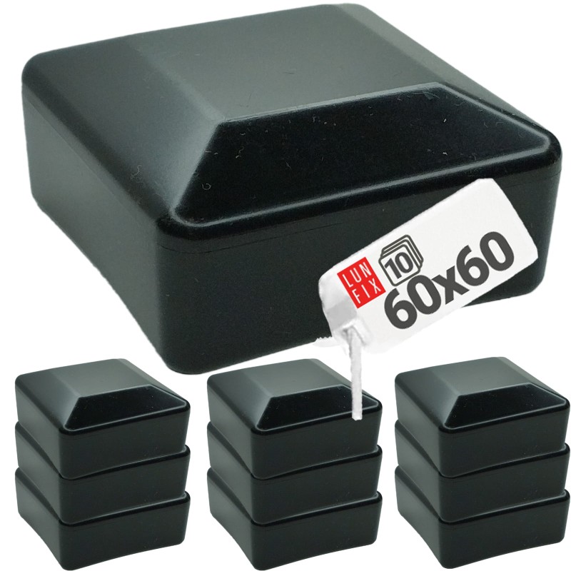 Nasadka na słupek 60x60 mm czarna daszek 10szt.