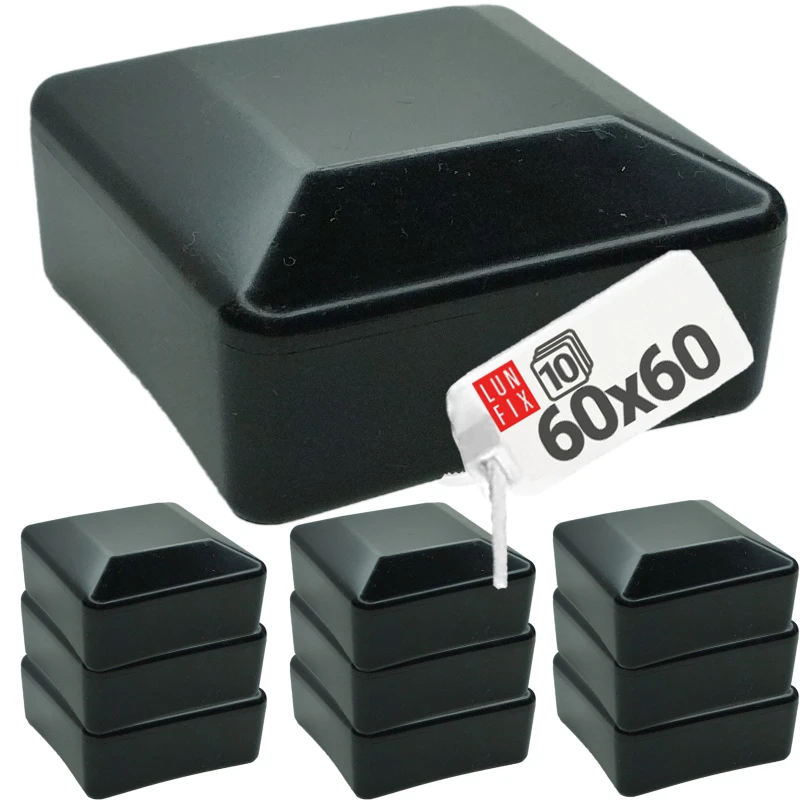Pfostenkappen Schwarz 60x60 mm Eckig 10 stuck