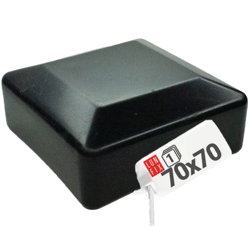 Pfostenkappen Schwarz 70x70 mm Eckig 1 stuck