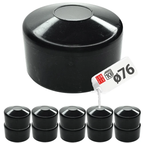 Pfostenkappen Schwarz 76 mm Rund 10 Stück
