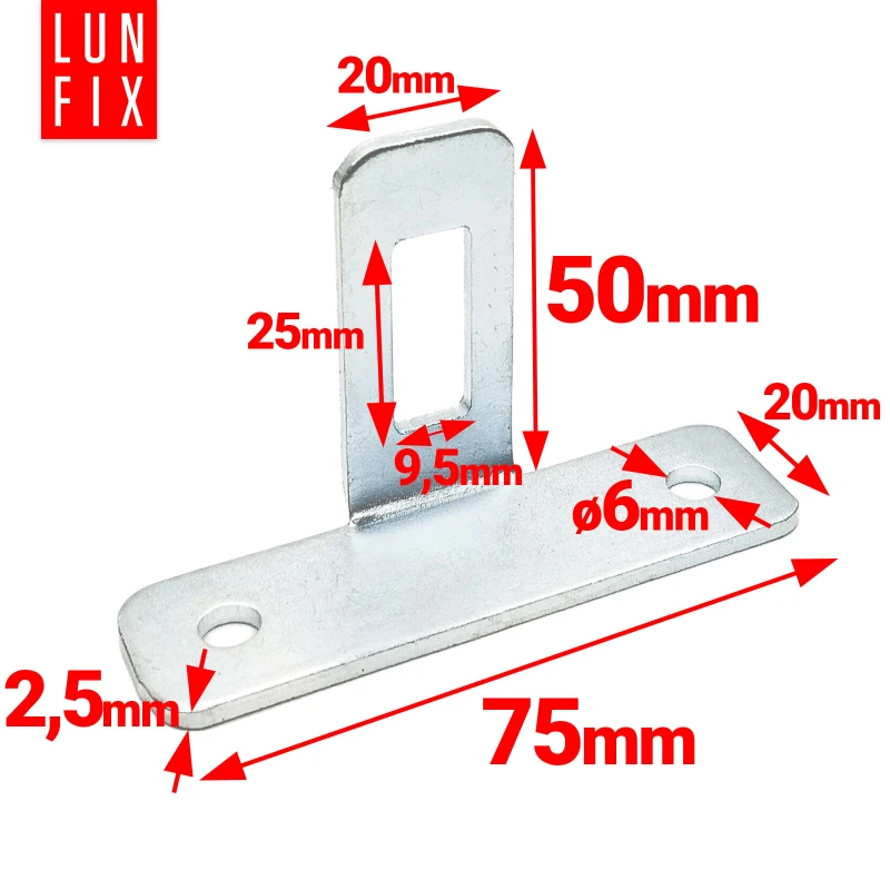 Zaunhalter Wandanschluss 75x45 mm Verzinkt Silber