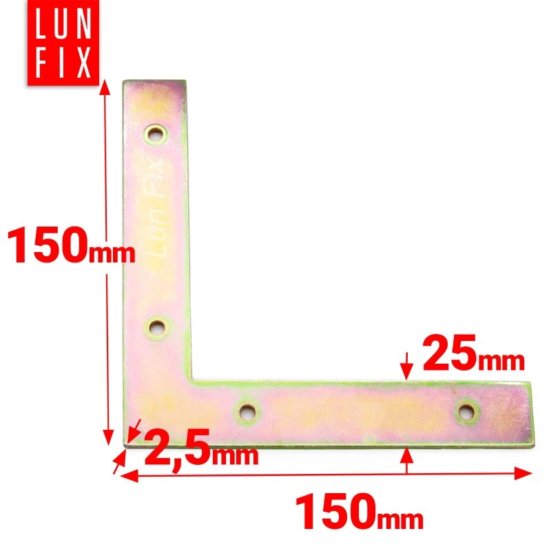 Flachwinkel Winkelverbinder L 90 Grad 150x150x25x2,5mm