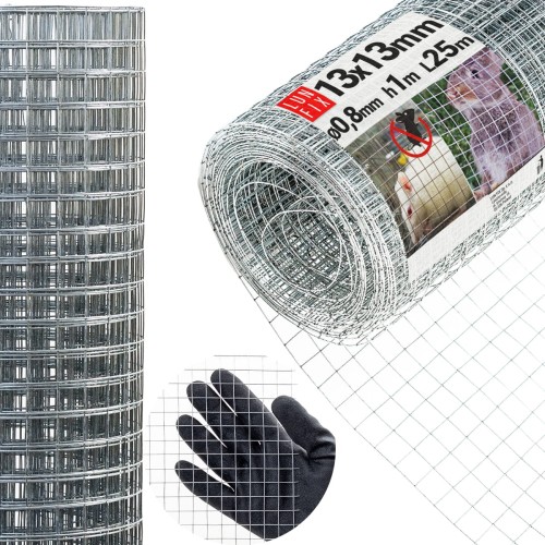 Wühlmausgitter Maulwurfgitter Kaninchendraht H1m L25m Maschenweite 13x13mm Ø0,8mm