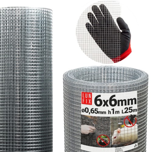 Wühlmausgitter Maulwurfgitter Kaninchendraht H1m L25m Maschenweite 6x6mm Ø0,65mm