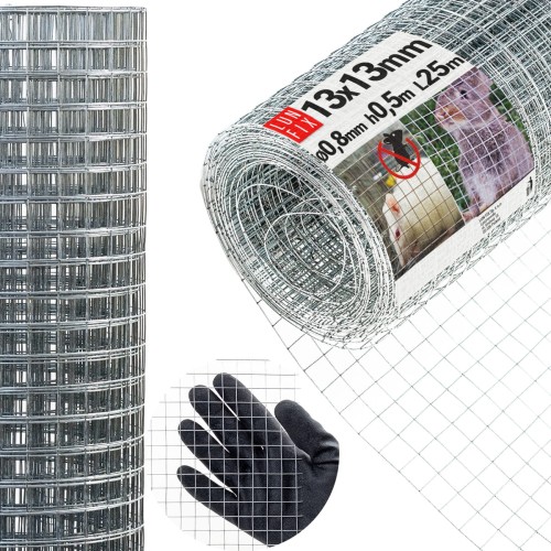 Wühlmausgitter Maulwurfgitter Kaninchendraht H0,5m L25m Maschenweite 13x13mm Ø0,8mm