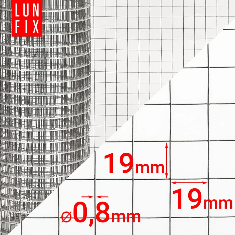 Volierendraht Hühnerdraht Verzinkt H1m L25m Maschenweite 19x19mm Ø0,8mm