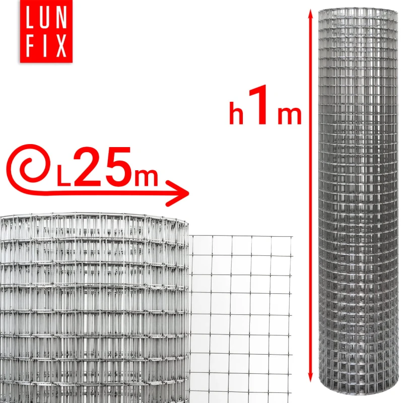 Volierendraht Hühnerdraht Verzinkt H1m L25m Maschenweite 25x25mm Ø1,2mm