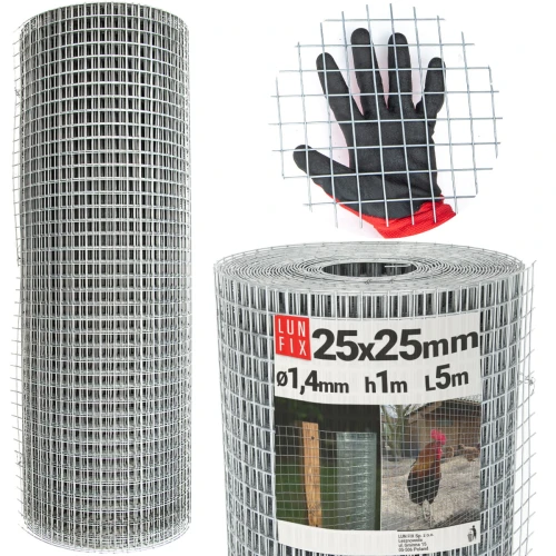Volierendraht Hühnerdraht Verzinkt H1m L5m Maschenweite 25x25mm Ø1,4mm