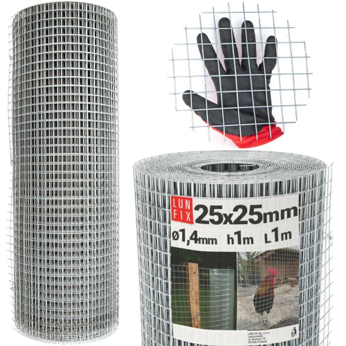 Volierendraht Hühnerdraht Verzinkt H1m L1m Maschenweite 25x25mm Ø1,4mm