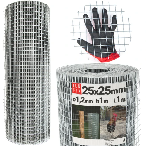 Volierendraht Hühnerdraht Verzinkt H1m L1m Maschenweite 25x25mm Ø1,2mm
