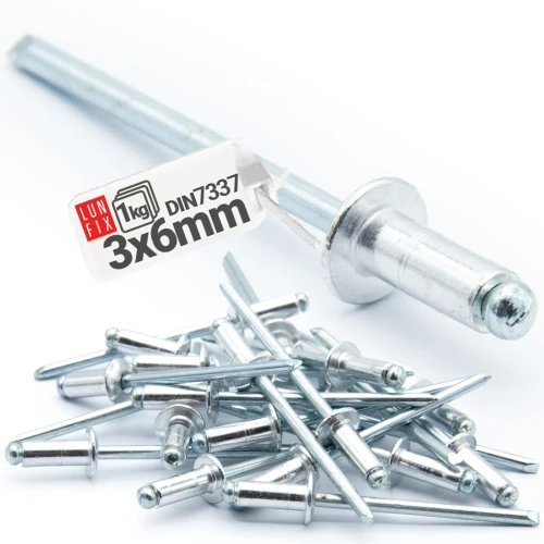Aluminium Blindnieten DIN7337 3x6 mm 1kg Silber