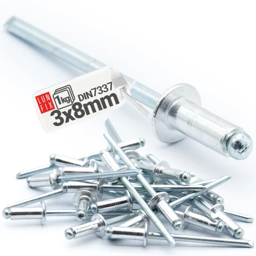 Aluminium Blindnieten DIN7337 3x8 mm 1kg Silber