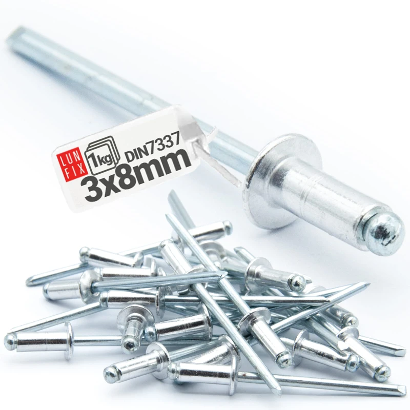 Aluminium Blindnieten DIN7337 3x8 mm 1kg Silber