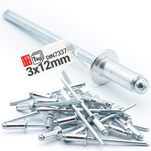 Aluminium Blindnieten DIN7337 3x012 mm 1kg Silber
