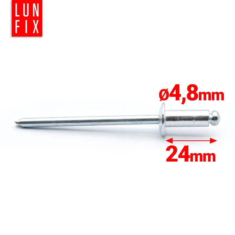 Aluminium Blindnieten DIN7337 4,8x24 mm 50 Stück Silber