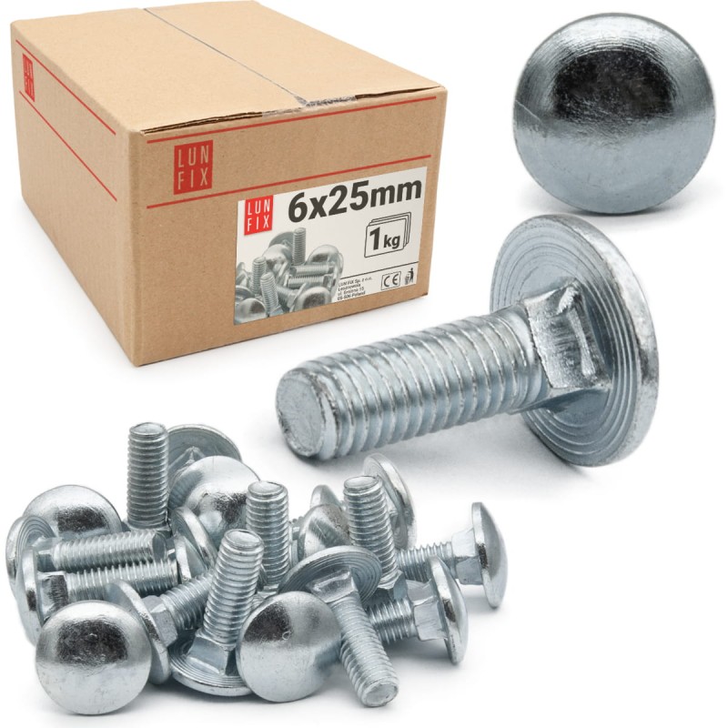 Śruby zamkowe M6x25mm ocynkowane łeb grzybkowy 1kg