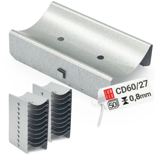 50 x Längsverbinder Für CD60/27 Profile 25x95x60 mm Verzinkt