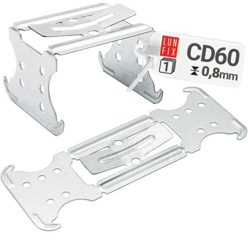 Kreuzverbinder für Gipskartondecken 60x145x58 mm Verzinkt