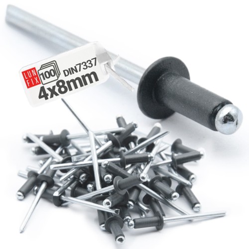 Aluminium Blindnieten DIN7337 4x8 mm 100 Stück RAL 7016 Anthrazitgrau