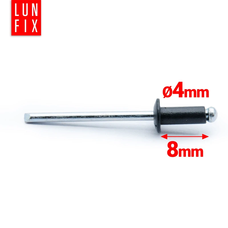 Aluminium Blindnieten DIN7337 4x8 mm 100 Stück RAL 9005 Tiefschwarz
