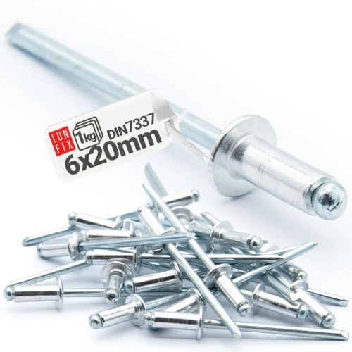 Aluminium Blindnieten DIN7337 6x20 mm 1kg Silber