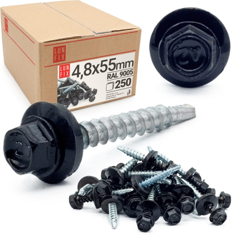 Wkręty farmerskie 4,8x55 samowiercące farmery czarne WFD 250szt.