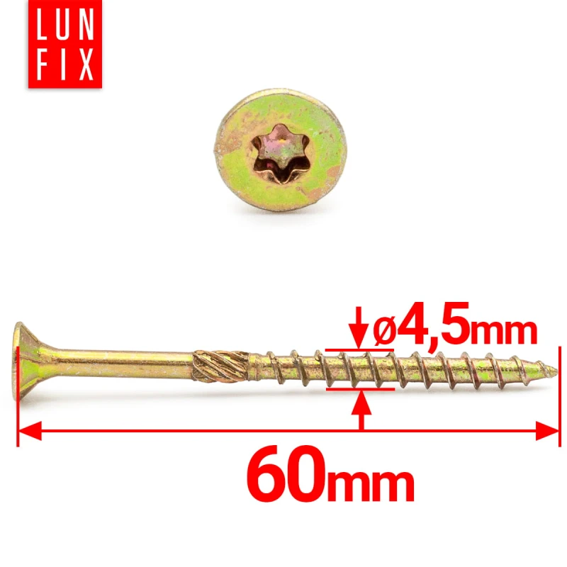Spanplattenschrauben 4,5x60 mm 200 Stück TX20