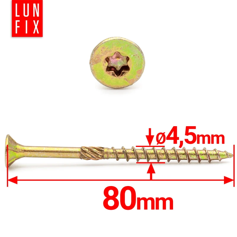 Spanplattenschrauben 4,5x80 mm 200 Stück TX20