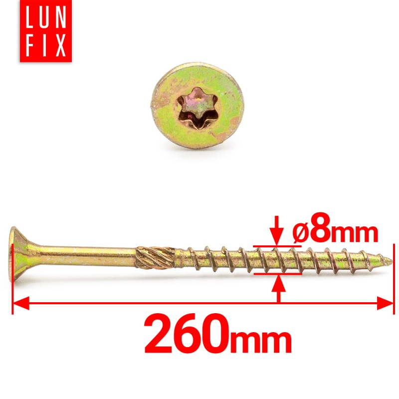 Wkręty ciesielskie stożkowe 8x260 do drewna KMWHT 50szt.