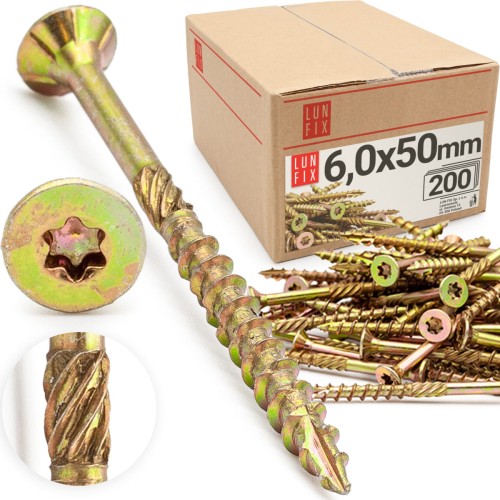 Spanplattenschrauben 6,0x50 mm 200 Stück TX30