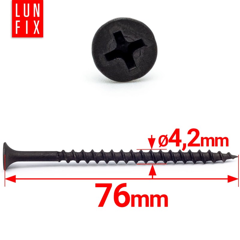 Wkręty do płyt gipsowych g-k 4,2x76 do drewna KSGD 250szt.