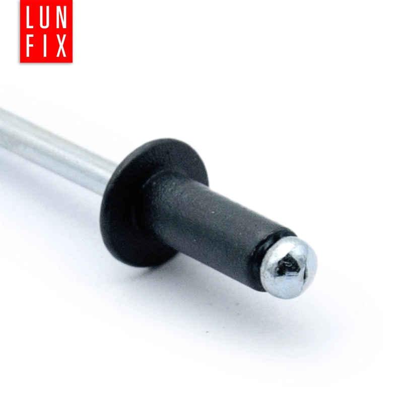 Aluminium Blindnieten DIN7337 4,8x12 mm 100 Stück RAL 9005 Tiefschwarz