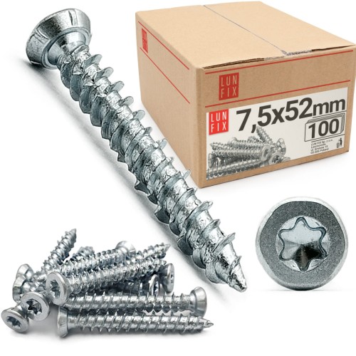 Rahmenschraube 7,5x52 mm Fensterrahmenschrauben Senkkopf 100 Stück