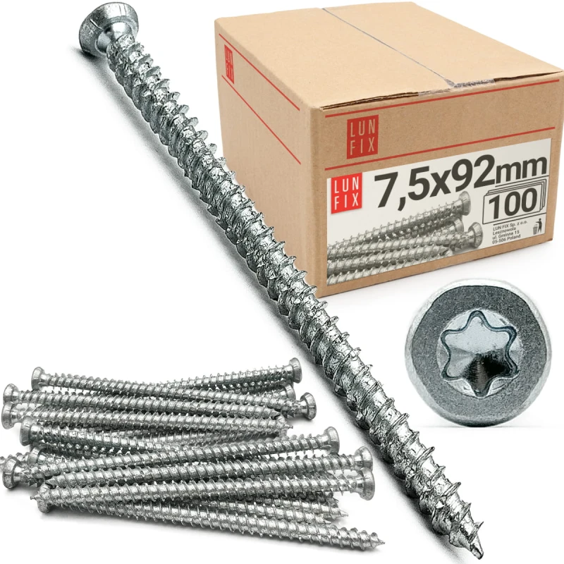 Rahmenschraube 7,5x92 mm Fensterrahmenschrauben Senkkopf 100 Stück