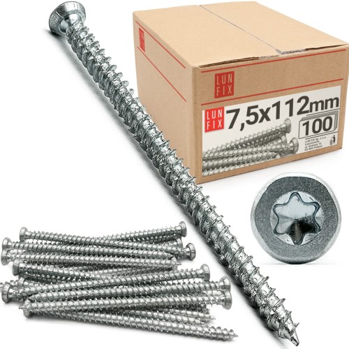Rahmenschraube 7,5x112 mm Fensterrahmenschrauben Senkkopf 100 Stück