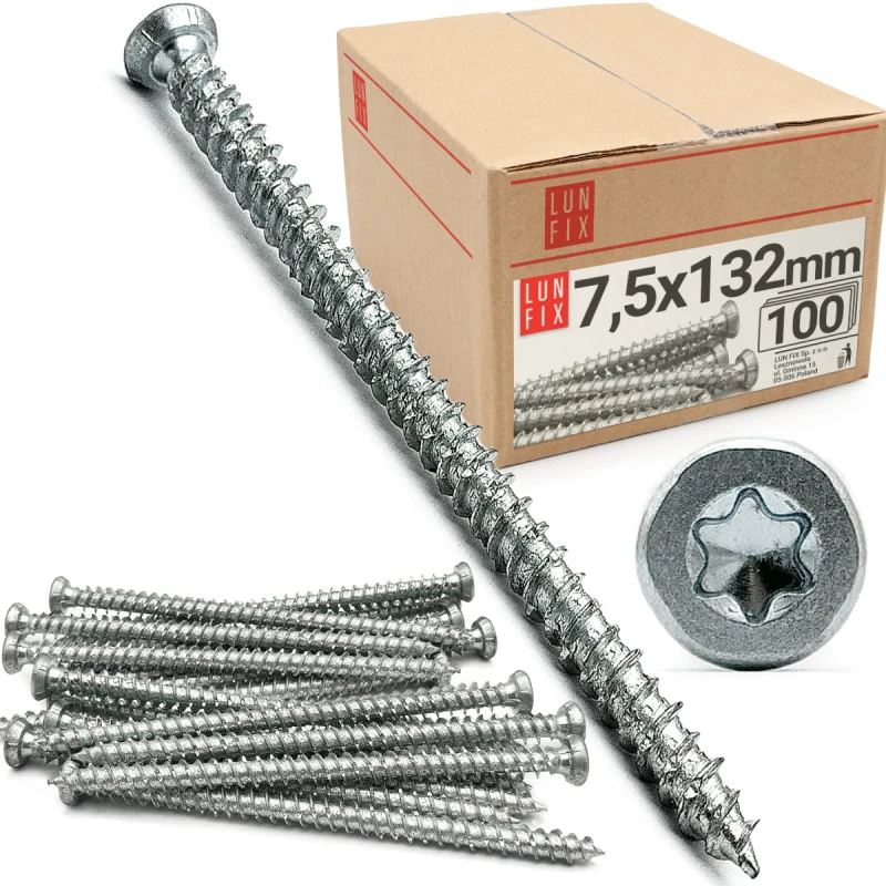 Rahmenschraube 7,5x132 mm Fensterrahmenschrauben Senkkopf 100 Stück