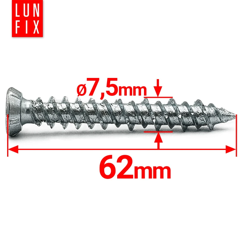 Rahmenschraube 7,5x62 mm Fensterrahmenschrauben Senkkopf 100 Stück